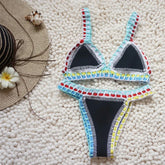 Knitted Bikini 2024 2-piece Swimsuit for Women,summer Beach Vacation Bathing Suit,sexy Triangle Cup V-neck Suspender Swimwear