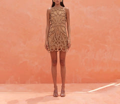 Solid Color Bikini and Crochet Dress Women Fashion Two Piece Outfits Swimsuit Luxury Swimwear Vacation Bathing Suits 2024