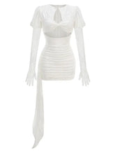 Long Sleeves Draped Mini Dress