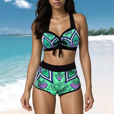 Plus Size Bikini Set 2-Piece Swimsuit 2024 Swimwear Women Sexy Swimming Suit Beachwear Bathing Suit Summer High Waist Monokini