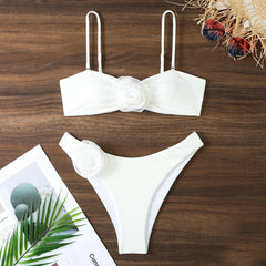 Sexy Women Swimsuit 2024 Lace Up Bikini Micro Bikinis Set Female Swimwear 3D Floral Bathing Suit Thong Biquini Swimming Suits