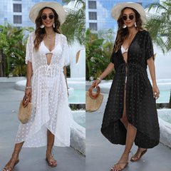 White Beach Dress Woman Black Cover Up for Swimsuit Beach Cover Woman Luxury 2024 Fashion Long Maxi Dress Outing Robe Beachwear