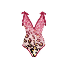 Bikini 2024 Women One Piece Swimwear With Cover Ups Sexy Deep V-Neck Lace Up Swimsuit Summer Hawaiian Casual Bathing Suit