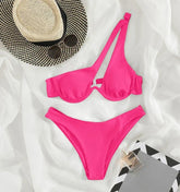 Sexy Push Up Bikini Set Women Cut Out Swimsuit Summer One Shoulder Swimwear Female Bathing Suit Beachwear Lady High Waist Bikini