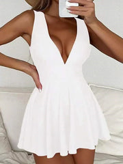 Deep V Neck Swimsuit 2024 Women One Piece Backless Swimwear Solid Beach Skirt Summer Female Bathers Bathing Swimming Bodysuit