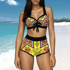 Plus Size Bikini Set 2-Piece Swimsuit 2024 Swimwear Women Sexy Swimming Suit Beachwear Bathing Suit Summer High Waist Monokini