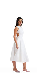 Sheath Midi Dress with Back Waist Cut-out