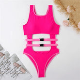 Sexy Rose Red Cut Out Monokini Swimsuit One Piece Swimwear Woman 2024 Bandage Bathers High Cut Bathing Swimming Suit for Women