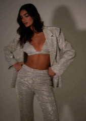 SPARKLE GLITTER SANTORINI BRALETTE TOP SILVER