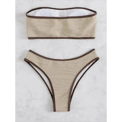 Bikini Women Swimsuit 2024 New Solid Bandeau Bikinis Set Thong Swimwear Summer Biquini 2 Piece Bathing Suit Beach Female