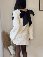 Ellie - Sequin Long Sleeve Bowknot Short Evening Dress