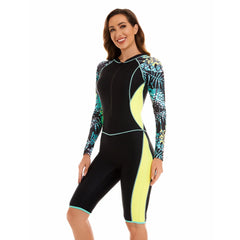 2024 Summer Long Sleeve Swimsuit Rashguard Women Surfing Swimwear Diving Print Swimming Suit For Women Bodysuit Rash Guard