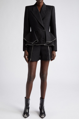 Sage Peplum Ruffle Blazer In Black