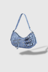Sara Zip Denim Bag In Blue