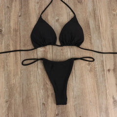 Sexy Micro Bikini Sets Thong Triangle Swimsuit Brazlian Bathing Suit Summer Solid Swimwear Biquini Swimming Pool Beachwear 2023