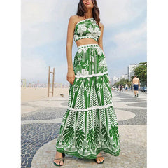 2024 New 3PC Print Retro Swimwear Push Up Playa Women's Swimsuit One Piece Bodysuit Patchwork Bathing Suit Pads Female Set