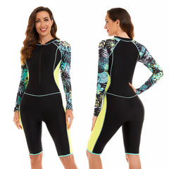 2024 Summer Long Sleeve Swimsuit Rashguard Women Surfing Swimwear Diving Print Swimming Suit For Women Bodysuit Rash Guard