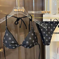 2024 Luxury Brand Designer Printed Swimsuit Wang Women's Bikini Beach Style Sexy Briefs Thong Swimsuit Biquini Bandage Swimsuit