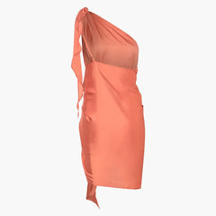 Women's One-Piece Swimsuit Solid Color One Shoulder Beach Dress Luxury Bikini Set Summer Vacation Bathing Suit Beachwear 2024