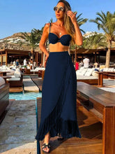 Sexy 3Pcs Bikini Set With Skirt Women Swimsuit Tassel Long Skirt Bathing Suit Beachwear 2024 Summer Trend Female Swimwear Dress