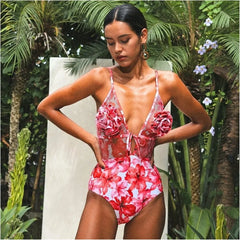 3D Flower 2024 Sexy Push Up One Piece Swimsuit Women Swimwear Underwire Monokini Bathing Suits Swim Suit Wear Summer Beachwear