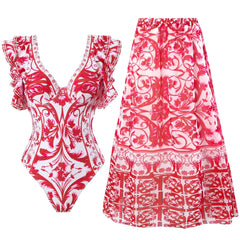 2024 Sexy One Piece Swimsuit Push Up Swimwear Women Ruffle Monokini Cover Up Shoulder Swimsuit Bodysuit Bathing Suit Skirt