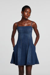 Shay Spaghetti Mini Denim Dress