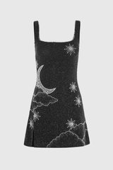 Sylvia Rhinestone Embellished Sky Mini Dress