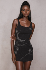 Sylvia Rhinestone Embellished Sky Mini Dress