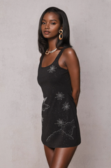 Sylvia Rhinestone Embellished Sky Mini Dress