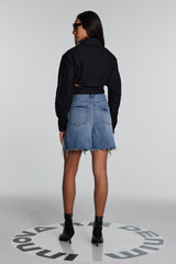 Tallulah Lace Up Fringe Torn Short Jeans