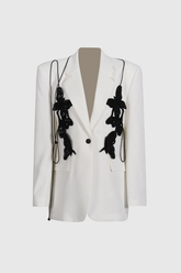 Unnati Butterfly Rhinestone Lapel Blazer In Apricot