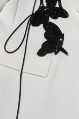 Unnati Butterfly Rhinestone Lapel Blazer In Apricot