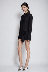 Vaughn Plunge Cutout Ruch Mini Dress In Black