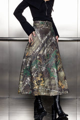 Vidhi Camouflage Print Buckle Skirt