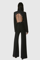 Vienna Hollow Fringe Backless Blazer