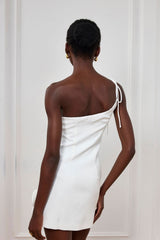 Yamileth Flower Single Shoulder Lace Up Mini Dress