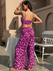 Vacation Loose Floral Printed Vest&Pants Two Pieces Set
