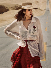 Vacation Irregularity Loose Solid Color Skirt