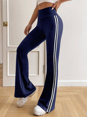 Split-Joint Striped High Waisted Wide Leg Trousers Pants