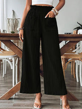 Elasticity Pleated Pockets Solid Color Split-Joint Loose Wide Leg Trousers Pants