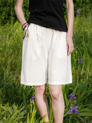 Elasticity Solid Color Loose Wide Leg Shorts Bottoms