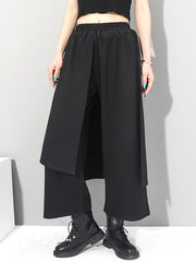 Irregularity Elastic Waist Wide Leg Solid Color Pants