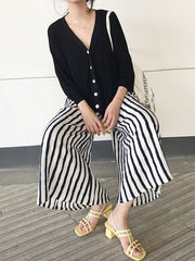 Striped Loose Wide Leg Casual Pants Bottoms