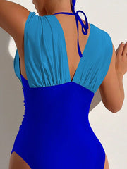 Women's Colorblock High-Waisted Sexy One-Piece Swimsuit