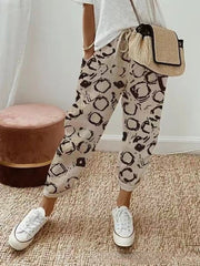 Women's Printed Cotton And Linen Casual Pants