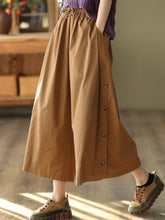 Vintage Loose Wide Leg Drawstring Solid Color Casual Pants Bottoms