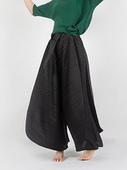 Simple Wide Leg Loose Pleated Solid Color Casual Pants Bottoms