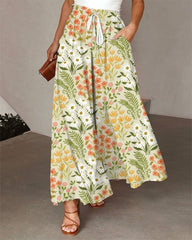 Women's Casual Loose Elastic Waist Floral Pants