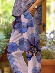 Women's Art Floral Loose Casual Pants (With Pockets)